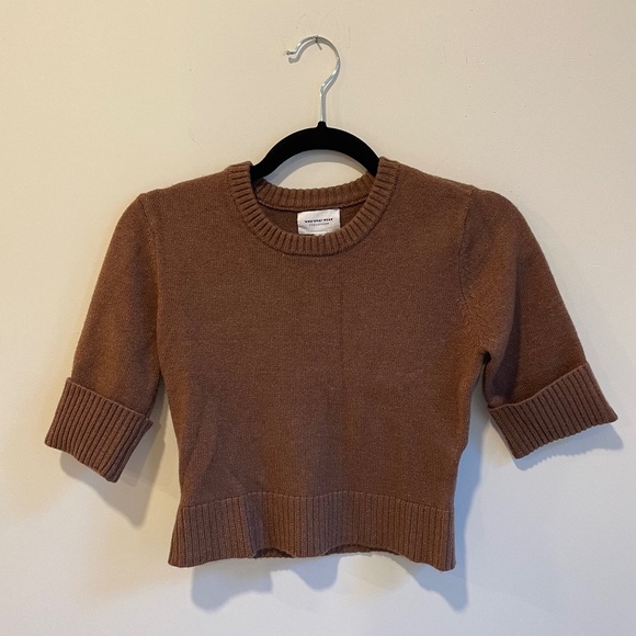 Who What Wear Natalie Cuffed Knit Sweater Top in Brown Clay - Picture 3 of 8